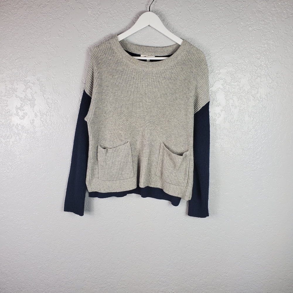Madewell Boxy Navy Harper Rib Knit Women's Sweater - Picture 4 of 16